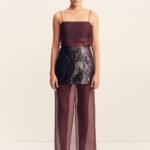 AMERIE SILK SEQUIN MAXI SKIRT - PORT ROYALE