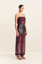 AMERIE SILK SEQUIN MAXI SKIRT - PORT ROYALE - Image 2