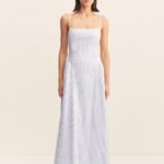 SAUNDERS SQUARE NECK PANELLED MIDI DRESS