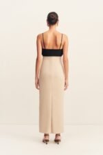 CAMPBELL BUBBLE BODICE MIDI DRESS - OAT MILK - Image 5