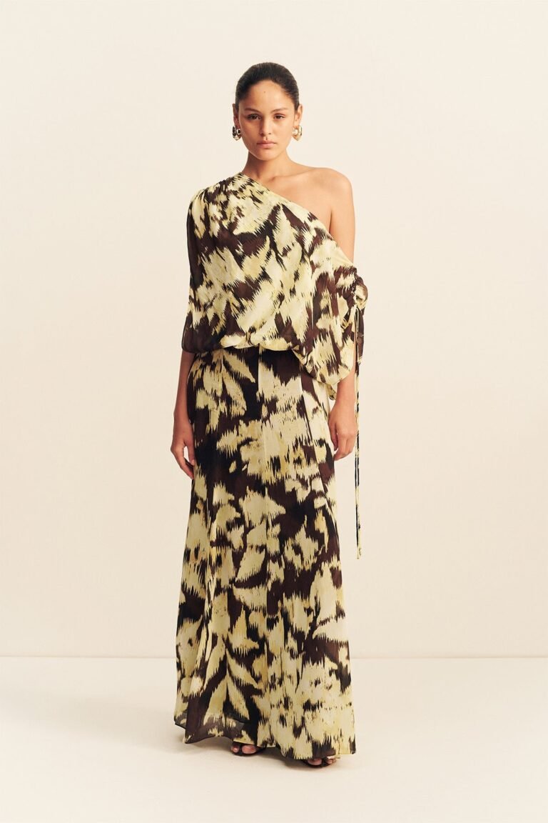 49 Sunyeol Off Shoulder Blouson Maxi Dress 1262006 IKAT SUNGLOW 1R