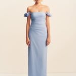 CAMPBELL OFF SHOULDER DRAPED MAXI DRESS - AZURINE