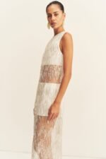 VIVA SEQUIN SPLICED MAXI DRESS - IVORY - Image 2