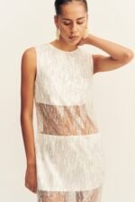 VIVA SEQUIN SPLICED MAXI DRESS - IVORY - Image 6