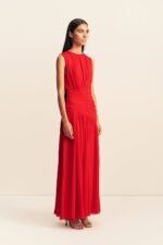 AMINA PANELLED RUCHED MAXI DRESS - CHILLI - Image 2