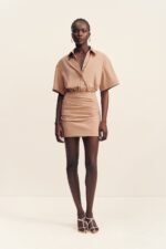CAMPBELL SHIRT FITTED MINI DRESS - CLAY