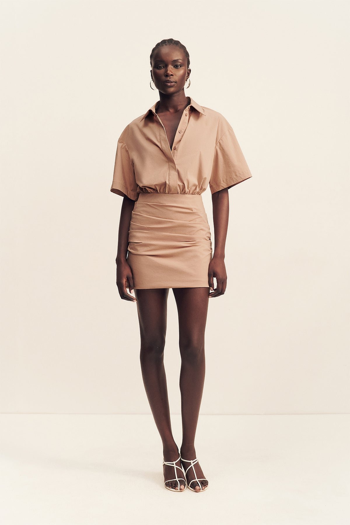 51_Campbell_Shirt_Fitted_Mini_Dress_1261090_CLAY_1R CAMPBELL SHIRT FITTED MINI DRESS - CLAY - Image 1