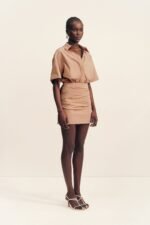 CAMPBELL SHIRT FITTED MINI DRESS - CLAY - Image 3