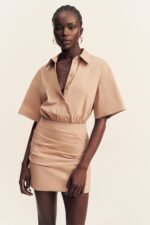 CAMPBELL SHIRT FITTED MINI DRESS - CLAY - Image 2