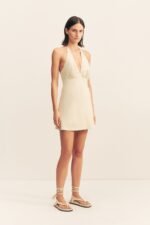 KASBAH HALTER NECK MINI DRESS - OYSTER - Image 2
