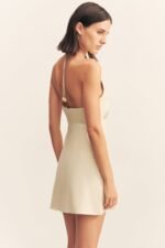 KASBAH HALTER NECK MINI DRESS - OYSTER - Image 5