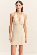 KASBAH HALTER NECK MINI DRESS - OYSTER - Image 6
