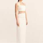 LANI DRAPED MIDI SKIRT - WHITE