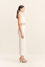 LANI DRAPED MIDI SKIRT - WHITE - Image 4