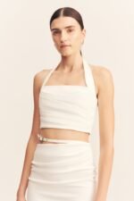 LANI DRAPED MIDI SKIRT - WHITE - Image 2