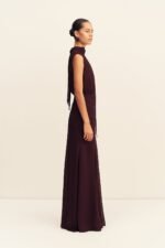 AMINA SCARF NECK MAXI DRESS - WINE TASTING - Image 4