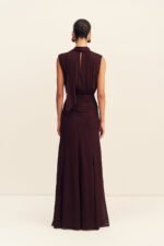 AMINA SCARF NECK MAXI DRESS - WINE TASTING - Image 5