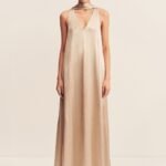 LA LUNE SCARF PANELLED MAXI DRESS - GOLD