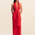 CAMPBELL HALTER PLUNGED MAXI DRESS - GOJI