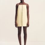 WRIGHT LACE LINEN BLEND SQUARE NECK MINI DRESS
