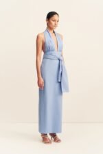 CAMPBELL HALTER PLUNGED MAXI DRESS - AZURINE - Image 3