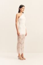 MARTINE LACE GATHERED MAXI DRESS - WHITE - Image 3