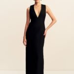 OTIS PLUNGED FITTED MAXI DRESS - BLACK