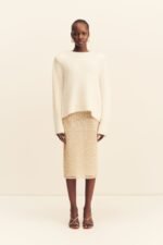 EVERLY SEQUIN MIDI SKIRT WITH DETACHABLE LINING - MACADAMIA