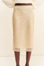 EVERLY SEQUIN MIDI SKIRT WITH DETACHABLE LINING - MACADAMIA - Image 7