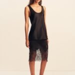 LUCIA LACE KNEE LENGTH SKIRT - BLACK