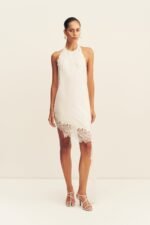 ENIKO LACE OPEN BACK MINI DRESS - IVORY