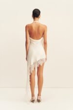 ENIKO LACE OPEN BACK MINI DRESS - IVORY - Image 5