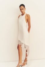 ENIKO LACE OPEN BACK MINI DRESS - IVORY - Image 6