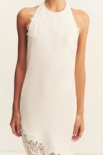 ENIKO LACE OPEN BACK MINI DRESS - IVORY - Image 7