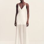 MORAYA PLUNGED MAXI DRESS - IVORY