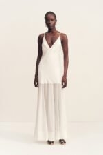 MORAYA PLUNGED MAXI DRESS - IVORY