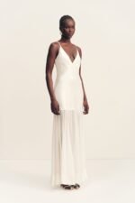 MORAYA PLUNGED MAXI DRESS - IVORY - Image 3