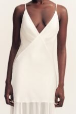 MORAYA PLUNGED MAXI DRESS - IVORY - Image 7