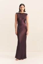 LA LUNE COWL BACK MAXI DRESS - ESPRESSO