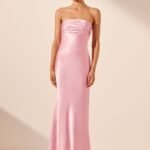 LA LUNE STRAPLESS RUCHED BODICE MAXI DRESS - PEONY