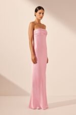 LA LUNE STRAPLESS RUCHED BODICE MAXI DRESS - PEONY - Image 2
