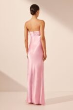 LA LUNE STRAPLESS RUCHED BODICE MAXI DRESS - PEONY - Image 4