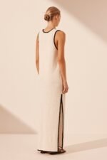 LENA PLUNGED MAXI DRESS - IVORY/BLACK - Image 4