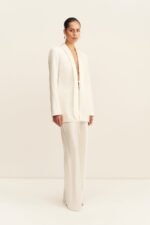 SOLANA TUXEDO TIE BLAZER - IVORY - Image 3