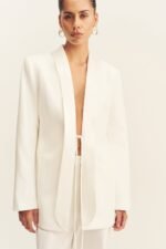 SOLANA TUXEDO TIE BLAZER - IVORY - Image 8