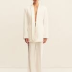SOLANA TUXEDO TIE BLAZER - IVORY