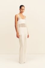 TALITHA SHEER FRINGE SCOOP NECK TOP - IVORY - Image 2