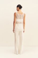 TALITHA SHEER FRINGE SCOOP NECK TOP - IVORY - Image 4