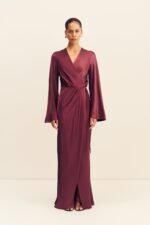LA LUNE LONG SLEEVE WRAP MAXI DRESS - SHIRAZ