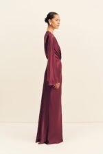 LA LUNE LONG SLEEVE WRAP MAXI DRESS - SHIRAZ - Image 4